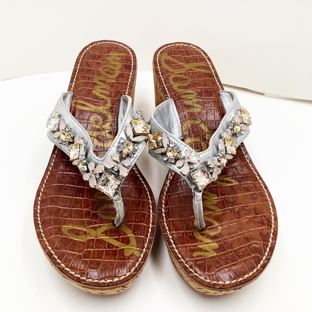{Sam Edelman} Randi Embellished Wedge Slippers